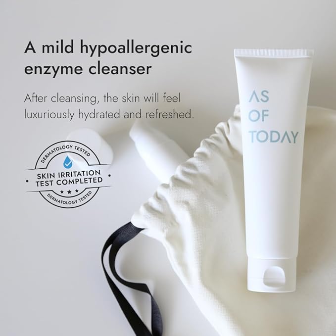 AS OF TODAY R-Peptide Enzyme Cleanser | Gentle Daily Face Wash with Peptides & Plant Enzymes | Hydrating Brightening Non-Foaming Cleanser for Sensitive & Dry Skin | Clean Beauty 3.3 fl oz