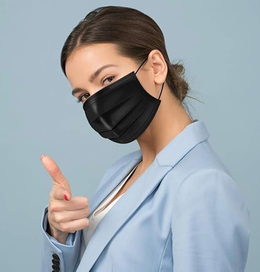 NNPCBT 1000 pcs Black Disposable Masks 3 ply Breathable Face Masks for Adults