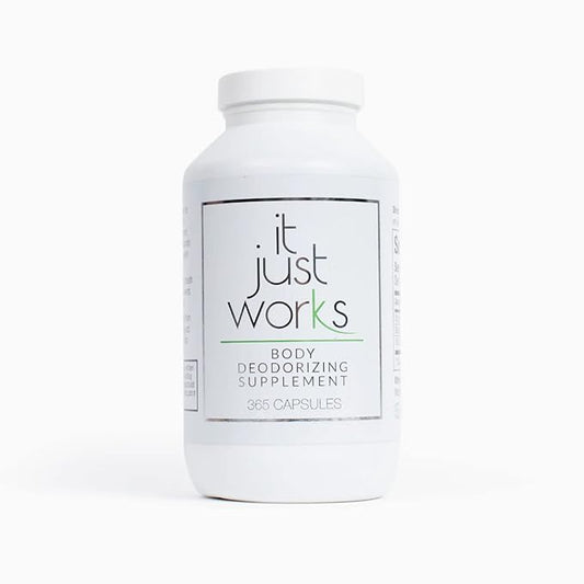 It Just Works All Natural Full Body Deodorizing Supplement for Underarms and Private Parts | Vegan & Organic Deodorant That Works from The Inside Out (365 Count)