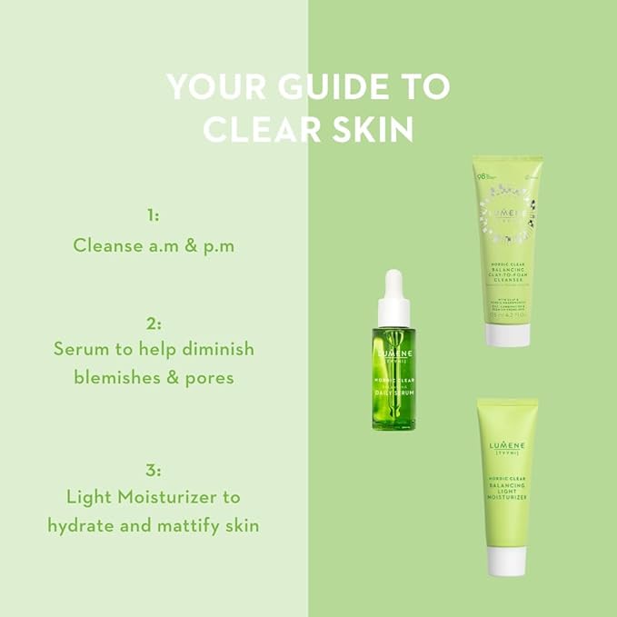 Lumene Nordic Clear [Tyyni] Balancing Clay-to-Foam Cleanser - Daily Face Wash & Makeup Remover for Oily, Combination & Blemish-Prone Skin - Vegan Makeup Remover Cleanser (4.2 oz)