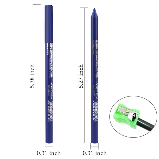 evpct 3Pcs Shimmer Emerald Green & Shimmer Royal Blue & Violet Gel Glitter Eyeliner Pencils Set for Women Waterproof Smudge Proof lapiz de ojos delineador de ojos contra el agua Eye Liner Makeup