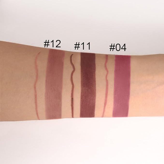 2-in-1 Dark Nude Brown Matte Lip Liner & Lipstick Kit, Long Lasting Waterproof 24 Hour Lipliners Pencil and Lipstick Combo for Women Daily Lasting Lipsliner Lipstain Makeup(#12)
