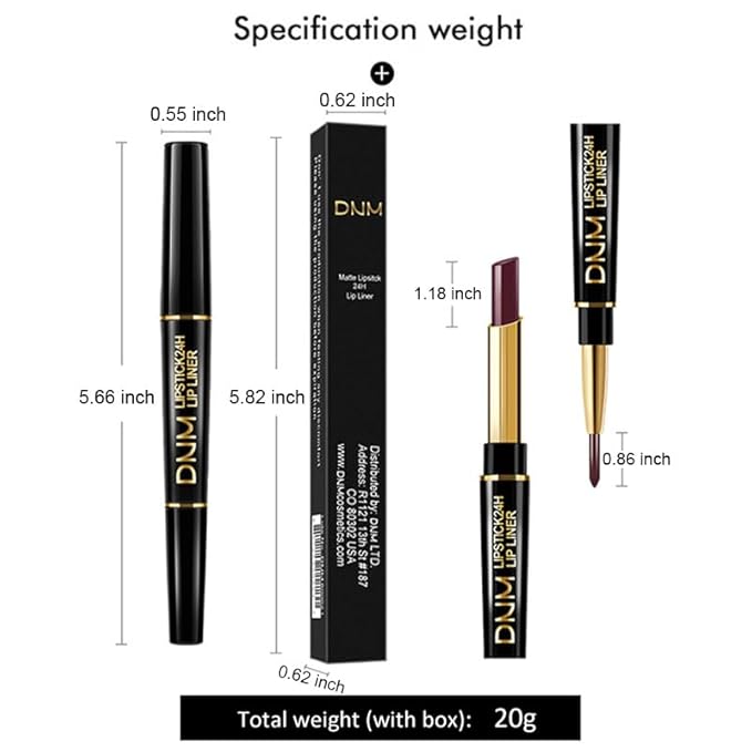 evpct 3Pcs Dark Ruby Wine Red Lip Liner and Lipstick Set Kit for Women Matte Matt 24 Hour Lipstick and with Lip Liner Pencil Set Waterproof Long Lasting 24 labial labiales mate 24 horas originales