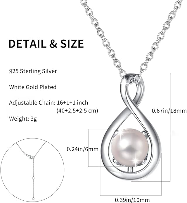 FANCIME Birthstone Necklaces for Women Fine Jewelry Sterling Silver Dainty Infinity Pendant Anniversary Birthday Christmas Gifts for Her Wife Mom Lady Daughter, Chain 16"+2" Extend