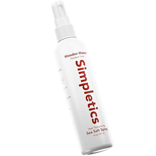 Simpletics Himalayan Sea Salt Hair Spray (Sandalwood Scent) – Natural 5-Ingredient Formula for Beach Waves & Volume – Light Hold, Non-Greasy, Paraben & Sulfate Free – Unisex 8 fl oz
