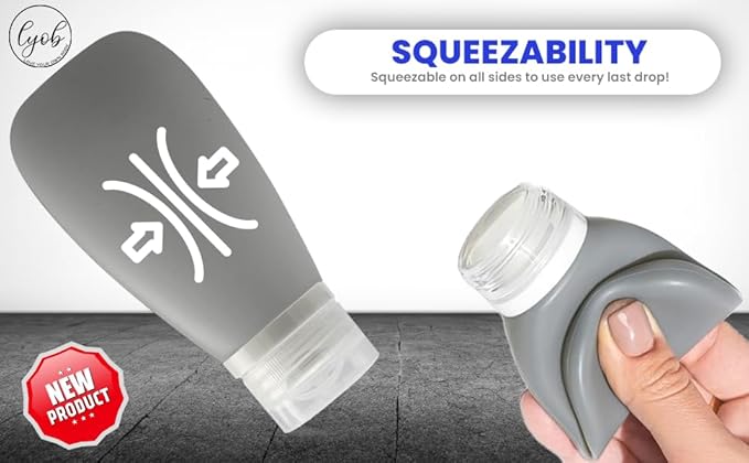 Travel Bottles for Toiletries, TSA Approved 3 oz Leak Proof Silicone Refillable Squeeze Travel Size Containers BPA Free for Cleansers, Lotions, Shampoo w/Clear Bag (Earth Tone Colors)