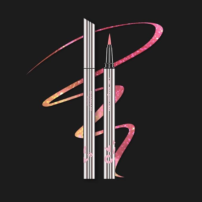 CHARMACY New Chameleon Liquid Eyeliner, Liquid Glitter Eyeliner, Highly Pigmented, Metallic MultiColor Shifting waterproof Eyeliner, Ultra-Fine Tip, Longwearing, Smudge-proof (A01 Blush Aurora)