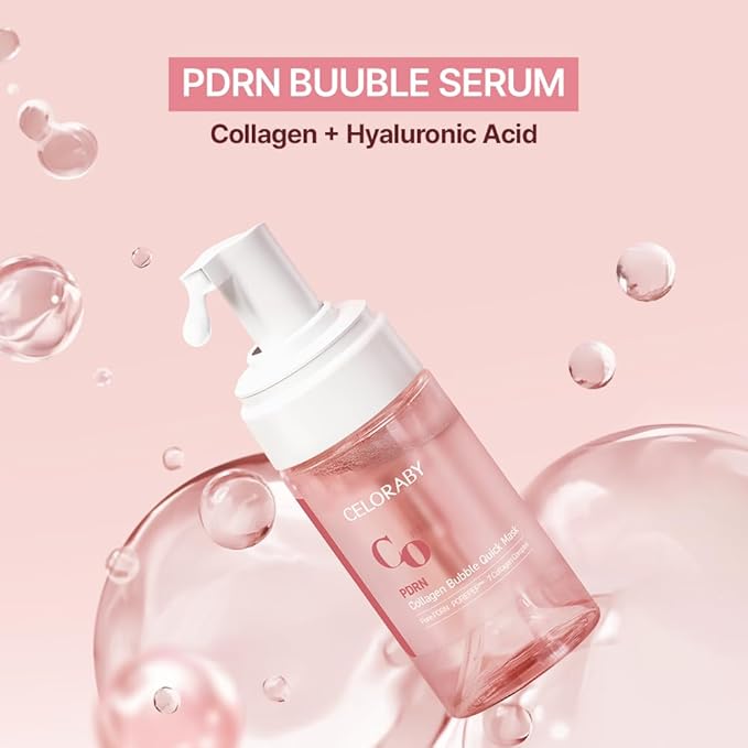 CELORABY Collagen PDRN Bubble Serum with Concentrated Marine Collagen Glass Skin Korean Ampoule Elasticity Booster Peptides Quick Mask Deep Hydration