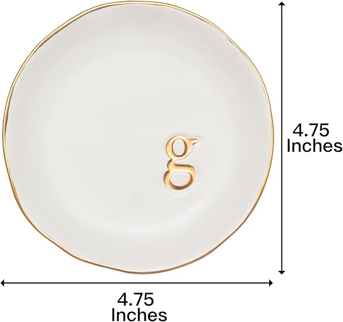 COLLECTIVE HOME - Ceramic Jewelry Tray, Decorative Trinket Dish for Rings Earrings Necklaces Bracelet Watch Keys, Birthday Mother's Day Christmas Gift for Women, 4.75", White Surface (G)