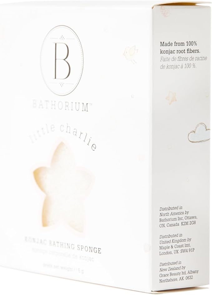 Bathorium Little Charlie Konjac Body Sponge, Gentle & Cleansing Sponge for Babies, Sensitive Skin, 100% Pure Konjac, Ideal for Daily Use, 1 Sponge