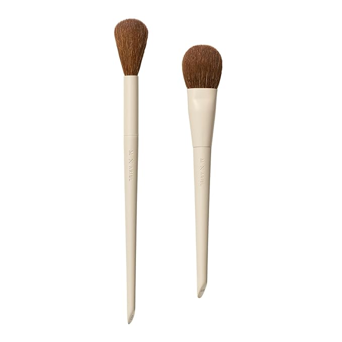 Morphe x Ariel Cheek Essentials Duo - Makeup Brush Set Including A58 Signature Cream Contour & A22 Blush Brushes for Seamless Definition and Color Application (2 Piece Set)