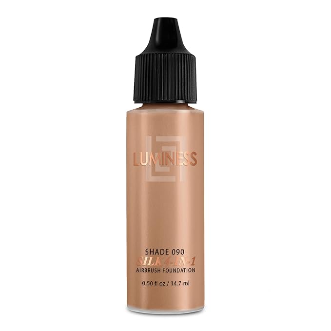 Luminess Air Silk 4-In-1 Airbrush Foundation- Foundation, Shade 090 (.5 Fl Oz) - Sheer to Medium Coverage - Anti-Aging Formula Hydrates and Moisturizes - Professional Makeup Kit for Cordless Air Brush