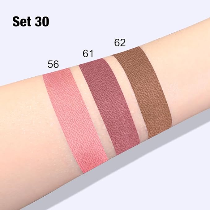 AMY'S DIARY 3Pcs Matte Liquid Lipstick Set, Peach Nude Rosewood Nude Caramel Brown Lip Stain Kit, Lip Stain Long Lasting 24 Non-Transfer Lip Gloss, Waterproof Lip Gloss Gift Makeup for Women Lippies