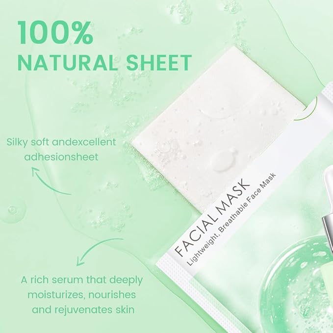 Face Sheet Mask Skincare,Hydrating Spa Face Mask For Sensitive Skin,Moisturize,Nourish for All Skin Types,Natural Skin Care Spa Face Mask for Women Men Girls,Pack of 6