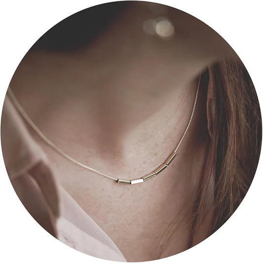 Dainty Gold Heart Necklace for Women - 14K Gold/Silver Plated Cute Heart Handmade Disc Circle Bee Choker Adjustable Necklace for Women Trendy Jewelry