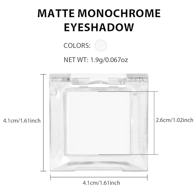 Eyeshadow Single Matte, High-Pigment Monochrome Eye Shadow Pressed Powder, Everyday Velvety Silky Eye Makeup Looks, Professional Long-Lasting Waterproof Single Eyeshadow Palette, White 02