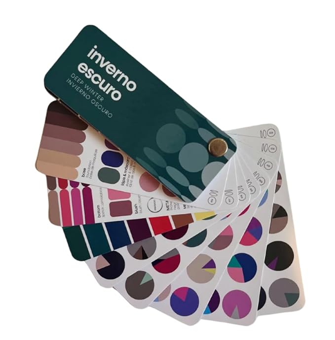 Multilingual Deep Winter Palette Color Fan by Studio Immagine, Personalized Color Guide for Cost Saving, Smart Shopping, Outfit & Wardrobe Planning; Invierno Oscuro/Inverno Escuro