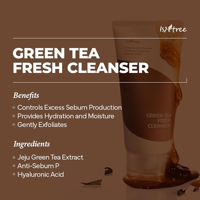 IsNtree Green Tea Fresh Cleanser 120ml 4.05 fl.oz | Green tea extract from Jeju | Contains grind green tea | Mild gel cleanser