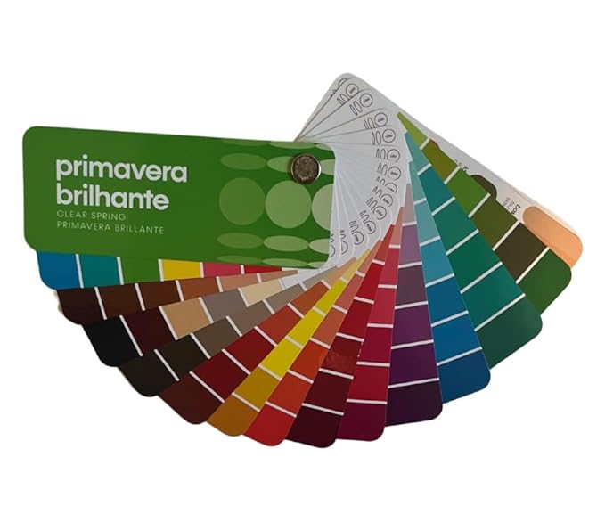 Multilingual Clear/Bright Spring Palette Color Fan by Studio Immagine, Personalized Color Guide for Cost Saving, Smart Shopping, Outfit & Wardrobe Planning; Primavera Brilhante/Invierno Brillante