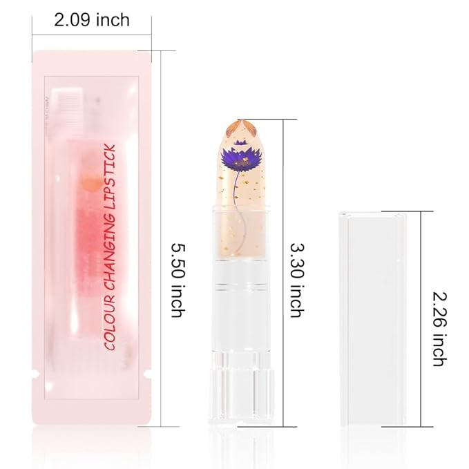 BINGBRUSH 6 Pcs Crystal Flower Jelly Color Changing Lipstick,Long Lasting Lip Care Moisturizer Lip Balm Magic Color Change Lip Gloss Lip Tint Stain Matte Makeup Lipstick (6 Pcs 01#-06#)