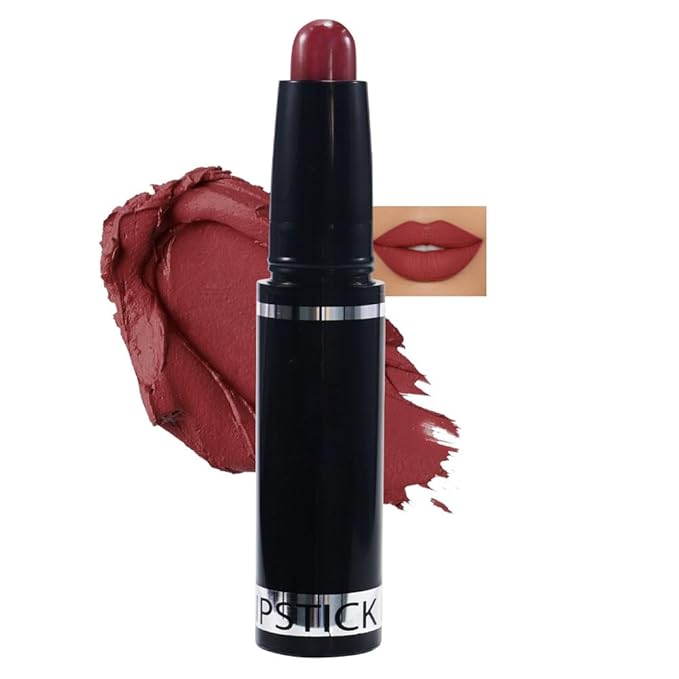 Dark Red Matte Lipstick Crayon Pencil Set,Velvet Lip Stick for Women 24 Hour Long Lasting Waterproof Lip Liner,Magic Lipstick 24 Hours Original Lip Liner Makeup Stain Long Lasting Waterproof