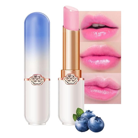 BINGBRUSH Peach Color Changing Lipstick,Moisturizer Long Lasting Lip Care Lip Balm Magic Lip Gloss Lip Tint Stain Gloss Set for Women (1pc Blueberry)