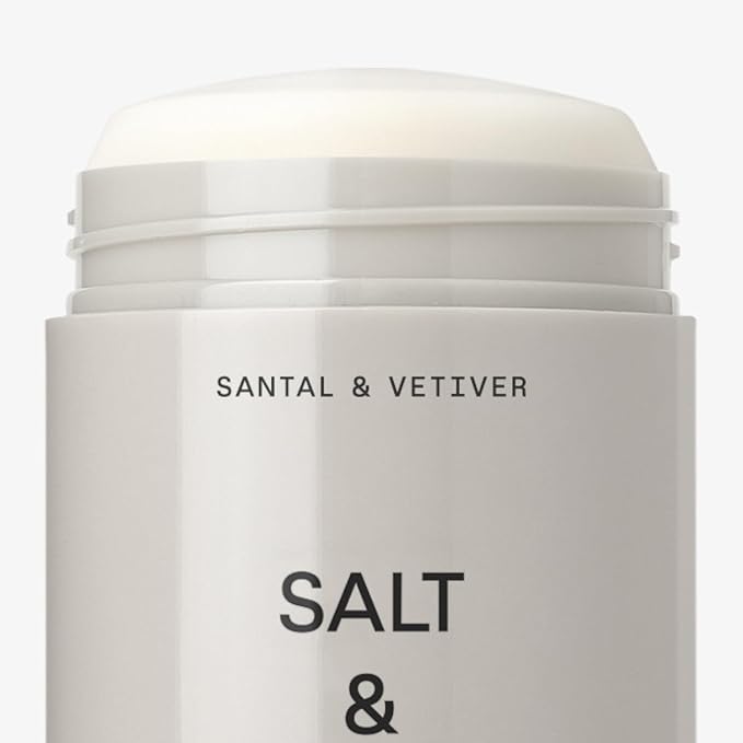 SALT & STONE Aluminum Free Deodorant | Extra Strength 48 Hour Protection for Women & Men | Made with Seaweed Extracts, Shea Butter & Prebiotics (Santal & Vetiver)