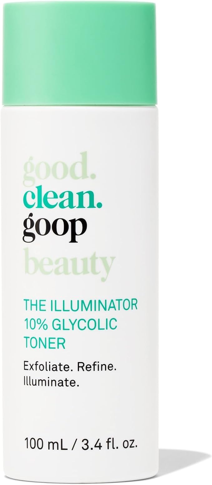 good.clean.goop Beauty The Illuminator 10% Glycolic Toner | Correct Texture and Minimize Pores | Glycolic Acid, Black Tea Ferment, & Snow Mushroom Extract | Helps Even Skin Tone | Vegan | 3.4 Fl oz