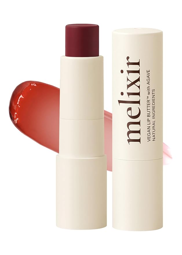 Melixir Vegan Lip Butter #06 Lust Red, Hydrating Tinted Lip Balm Stick, Bee-Free, Petrolatum-Free, Plant-Based With Shea Butter, Nourishing Care for Dry, Chapped Lips, Natural Finish