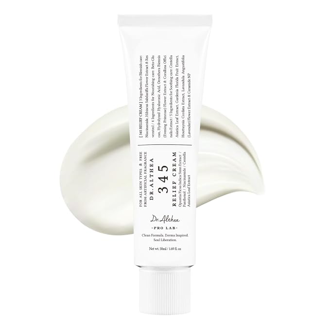 Dr.Althea 345 Relief Cream, Daily Face Moisturizer, Blemish Relief Care, Soothing Recovery & Moisture, Korean Vegan Skin Care for All Skin Types, 1.69 Fl Oz (Pack of 1)