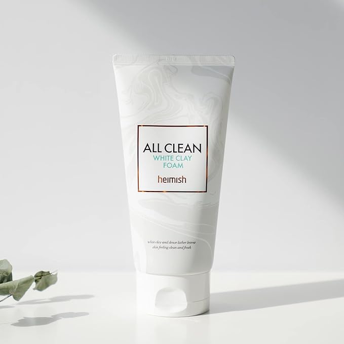 HEIMISH All Clean White Clay Foam - Deep Cleansing, Pore Minimizing, Blackhead Remover, Hydrating, Daily Face Wash with White Clay, Coconut Oil, for Double Cleansing, Korean Skincare, 5.3oz/150g