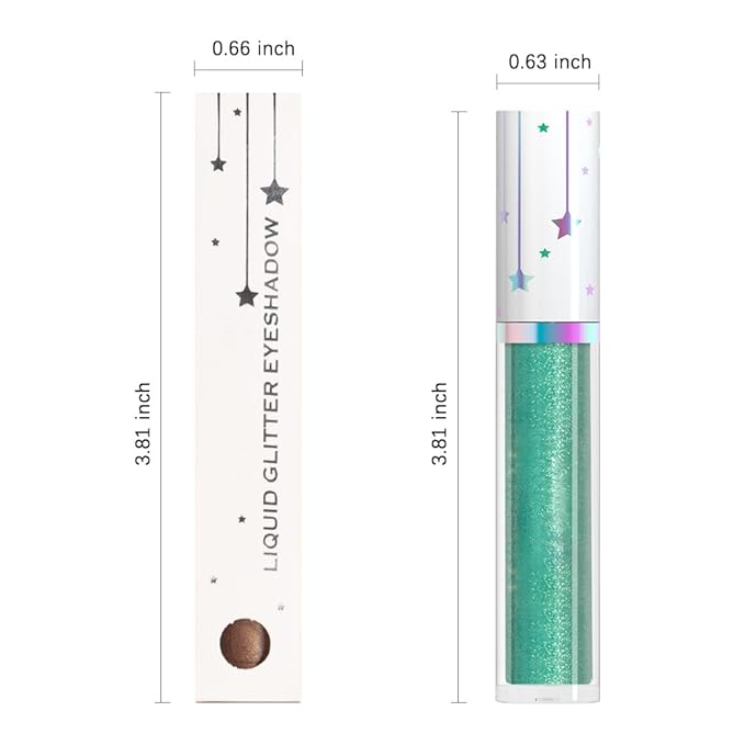 evpct Liquid Shimmery Glitter Teal Eyeshadow Eyeliner, High Pigment Colored Metallic Eyeshadow Stick Eyeliner, Waterproof Long Lasting Sparkle Eye Makeup Set for Women, 20#