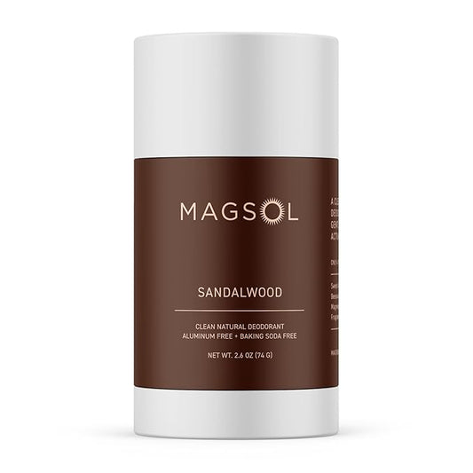 MAGSOL Natural Deodorant for Men & Women | Aluminum Free Deodorant | Gentle on Skin with Sweet Almond Oil & Beeswax | Baking Soda Free | Paraben & Pthalate Free | Sandalwood