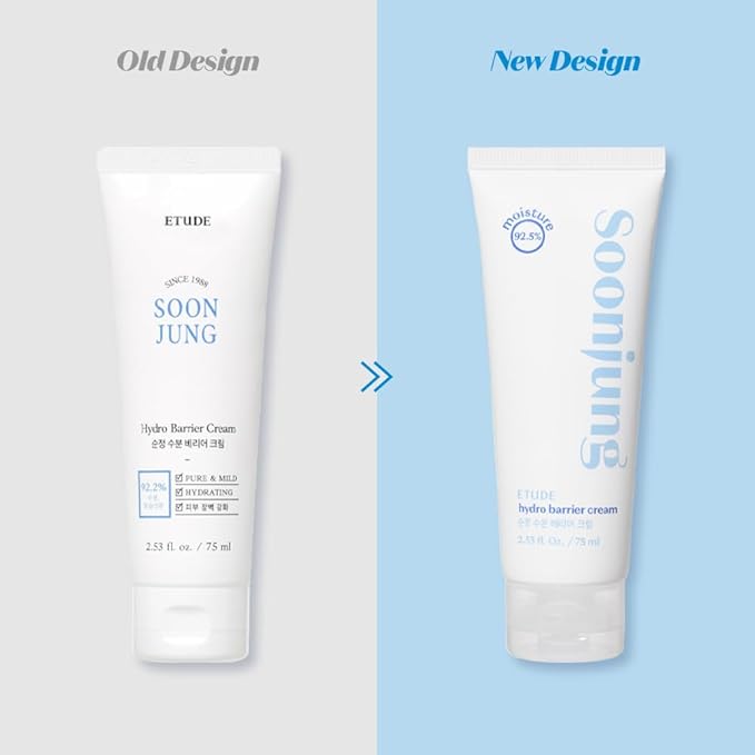 ETUDE Soonjung Hydro Barrier Cream Tube Type, Face Moisturizer for Sensitive Skin, Moisturizing and Soothing Cream, 92.2% Hydrating Ingredients, Low pH Level 5.5, Korean Skin Care, Beauty (2.53 Fl Oz)