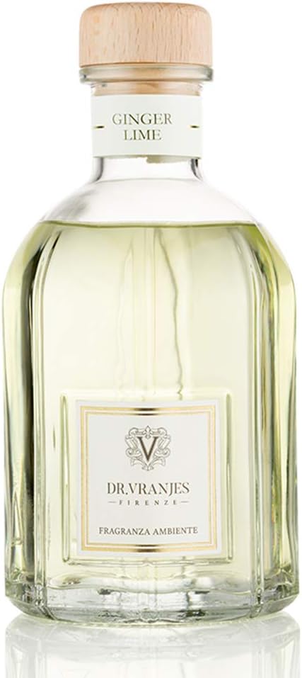 Dr. Vranjes - Ginger Lime 500 ml Diffuser + Double Pack of White Sticks (3 Pieces Bundle)- Luxury Home Fragrance, Made in Italy, Main Scent: Fruity, Olfactory Pyramid: Lime, Ginger, White Pepper.