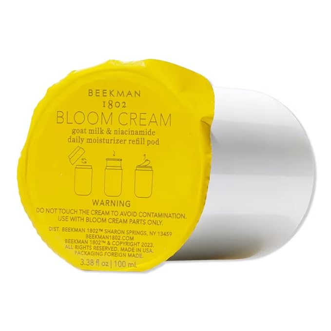 Beekman 1802 Bloom Cream Goat Milk Face Moisturizer Jumbo Refill Pod, 3.38 fl. oz. - Lightweight, Gentle, Deeply Hydrating & Nourishes Skin Barrier - All Skin Types - Cruelty Free