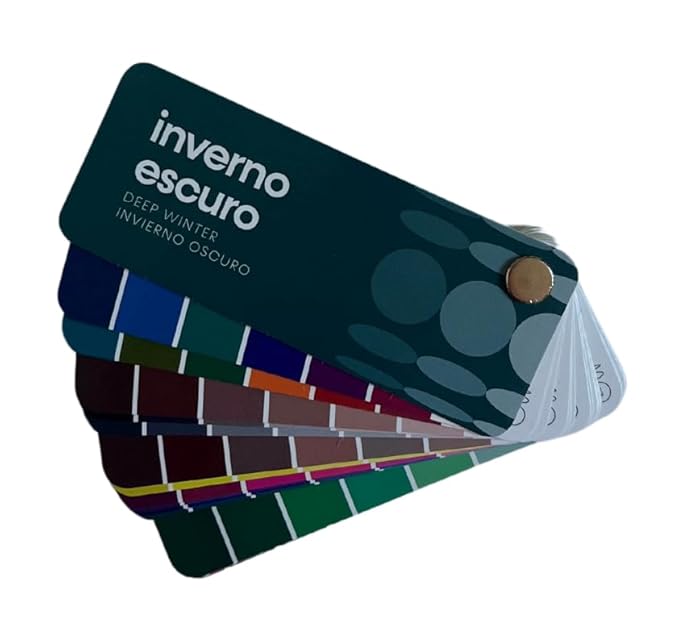 Multilingual Deep Winter Palette Color Fan by Studio Immagine, Personalized Color Guide for Cost Saving, Smart Shopping, Outfit & Wardrobe Planning; Invierno Oscuro/Inverno Escuro