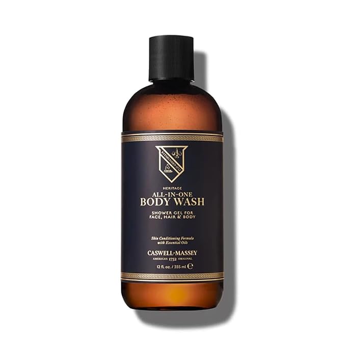 Caswell-Massey Heritage All-in-1 Body Wash, Use as a Face Wash, Beard Wash, Shampoo, Body Wash & Shave Gel, Signature Heritage Soap for Men, 12 Fl Oz Made in USA
