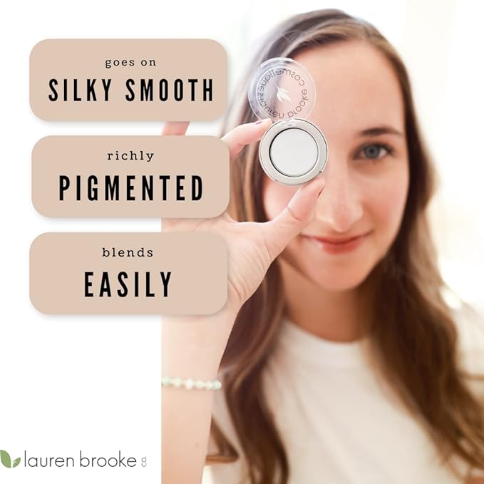 Lauren Brooke Cosmetiques Cream Eyeshadow | Natural Organic Eye Makeup, Richly Pigmented Creme Eyeshadow For Women (White Satin Shimmer)