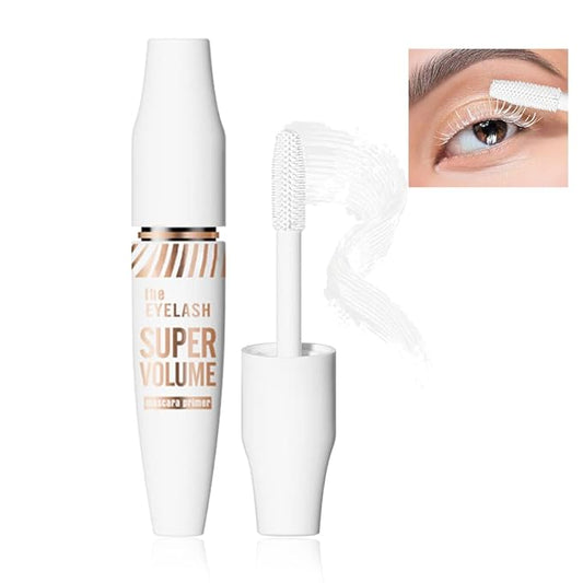 4D White Mascara Primer for Eyelashes Set, Super Volume Curly Thick Waterproof Non-Smudged Long lasting Charming Voluminous Lash for Women Cruelty Free Vegan Eye Makeup (D-1Pc White mascara, D)
