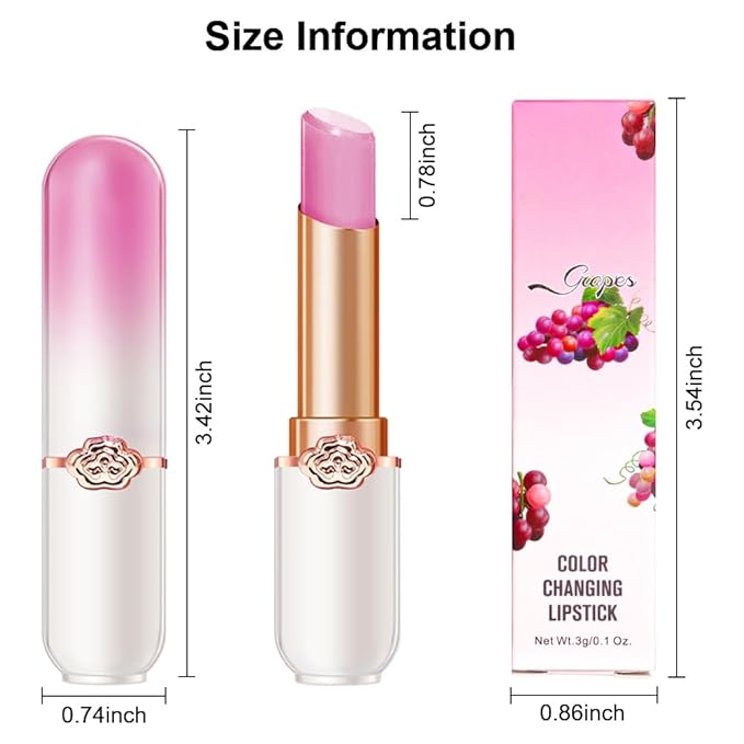 BINGBRUSH Peach Color Changing Lipstick,Lip Stain Long Lasting waterproof color changing lip gloss magic Moisturizer Lip Care Lip Balm Magic Lip Gloss Lip Tint Stain Gloss Set for Women (6Pcs)