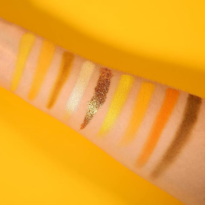 docolor Eyeshadow Palette 9Colors Yellow Eyeshadow Gemstone Shadow Palettes Highly Pigmented Mattes Shimmers Smokey Glitter Cream Colorful Powder Blendable Long Lasting Waterproof Makeup Palette