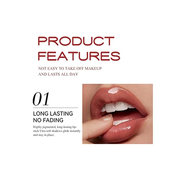 6Pcs Moisturizing Gloosy Nude Lipstick Set, Nude Pink Rose Mauve Red Brown 6 Rich Shades Waterproof Long Lasting Non-Stick Cup 24 Hour Lip Crayon Pencil Makeup Lip Liner Pen Set Christmas Gifts