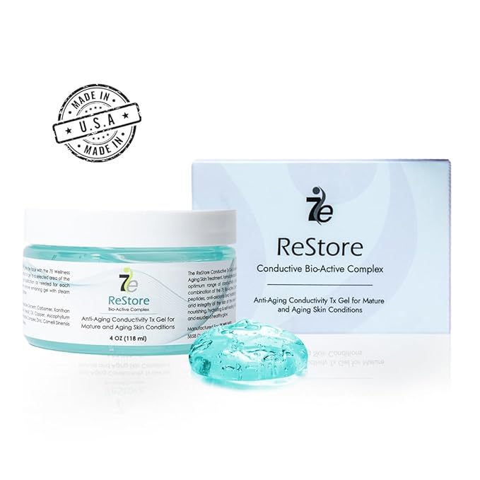 myolift 7E Wellness ReStore Conductive Microcurrent Gel with Bio-Active Complex - 4oz - Facial Skin Care with Green Tea Extract, Hyaluronic Acid & Collagen Peptides - Anti-Aging & Skin Tightening