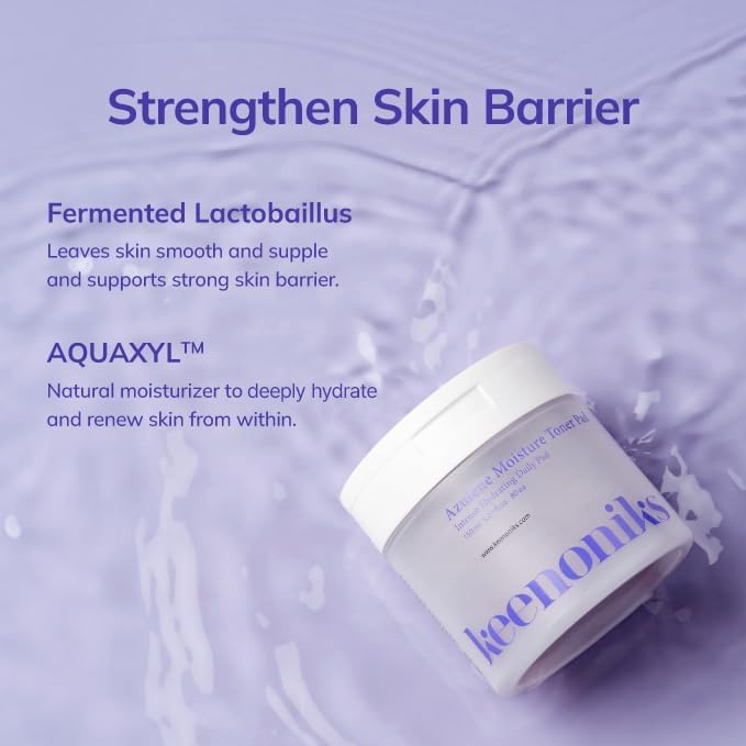 Azulene Moisture Toner Pad - Anti-flammatory & Hydrating Facial Pad with Chamomile Extract, Panthenol & AQUAXYL for Red, Sensitive SkinㅣKorean Skincareㅣ 80 Pads (5.07 Oz)