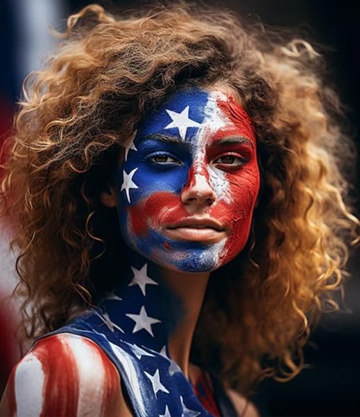 Go Ho Red White and Blue Face Paint Palette,Washable Patriotic 4th of July Face Body Paint,4th of July Accessories ,USA Independence Day Face Painting Kit for Independence Day Makeup