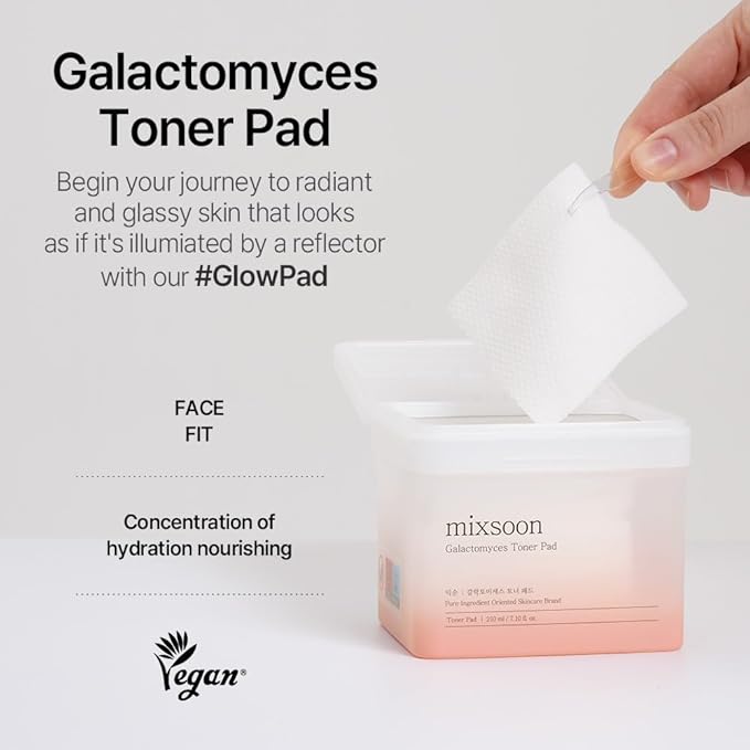 mixsoon Galactomyces Toner Pad,Fermented Nutrition, Galactomyces, Dual-Textured Pad 210ml / 7.10 Fl.Oz (60 heets)
