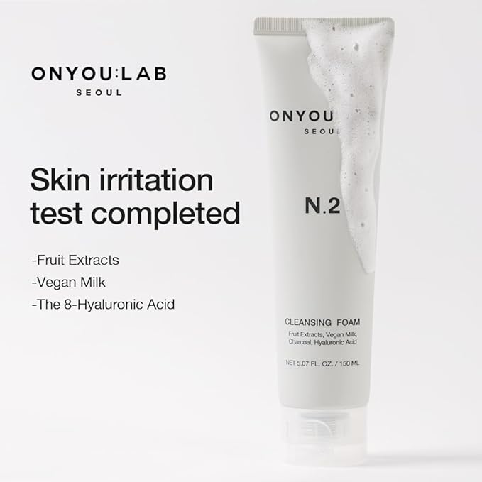 ONYOU LAB N.2 Cleansing Foam | Deep & Hydrating Formula | Fruit Extracts | Vegan Milk | Charcoal Capsule | Creamy Microbubbles | All Skin Types | Korean Skincare (NET 5.07 FL. OZ. / 150 ML)