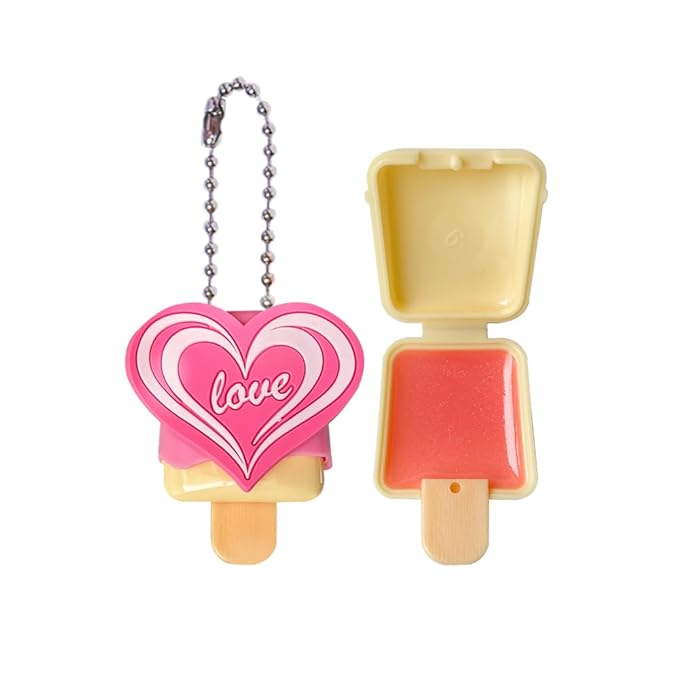 6-in-1 Heart Shine Lip gloss Set - 2 Lip Balms and Make Up Set and Magic Charm Bracelet | Girls Birthday Gift Box with Ice Cream Surprise Non Toxic, Party Favours