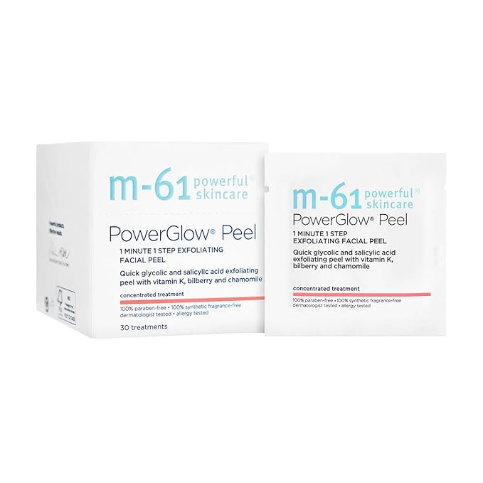 m-61 PowerGlow Peel | Exfoliating Facial Peel With Glycolic, Salicylic Acid. 1 Minute, 1 Step - 30 Treatments